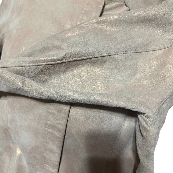 Beige Suede/Gold Snap Down Shirt Size 8 - Picture 6 of 6